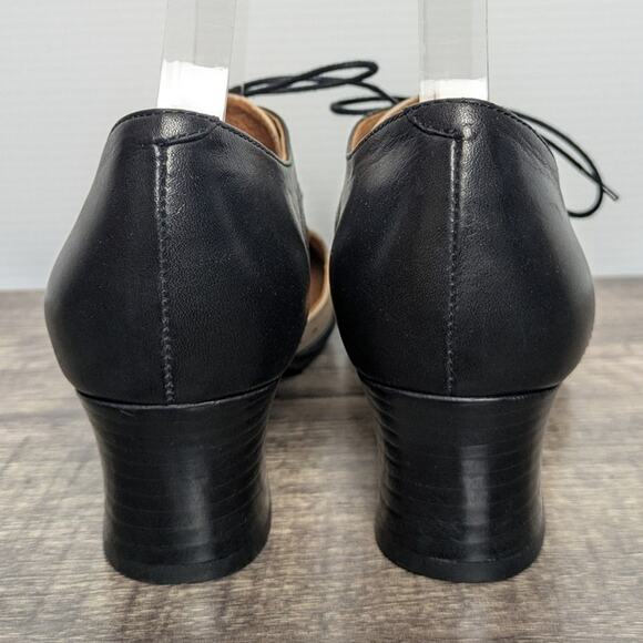 Miz Mooz Fleur Oxford Heel Shoes Size 8 Black Beige - Picture 9 of 12